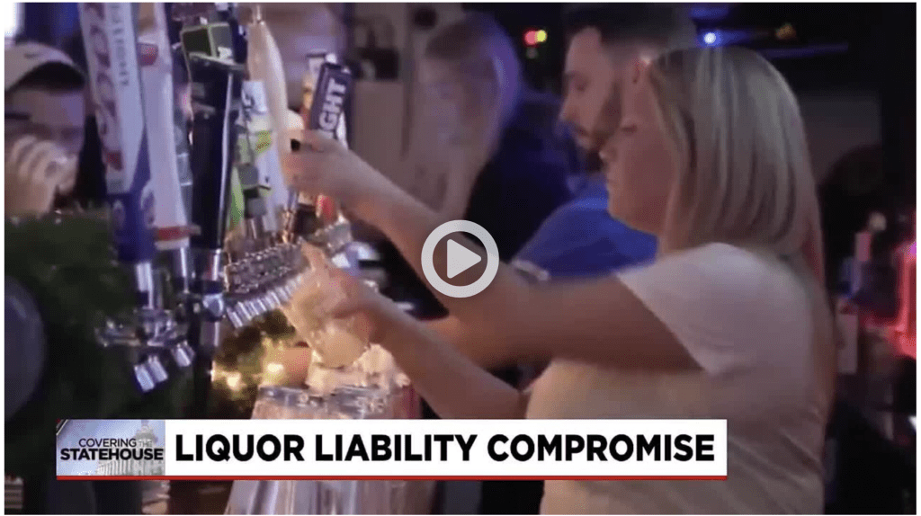 Screenshot of from Fox Carolina News Bartender pulling draft beer for liquor liability insurance story